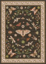 Floral Washable Rug 5x7 Area Rugs for Living Room, Insect Print Rug for Bedroom, Non Slip Throw Carpet with Rubber Back, Soft Low Pile Carpet for Dining Room Home Office, Brown - Image 10