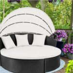 Outdoor Round Daybed Cushion Cover,Replacement Patio 66" Sun Bed 4 in 1 Rain-Proof Cover,Fade Resistant [Filling Foam and Pillow Not Included] (Ivory White) - Image 5