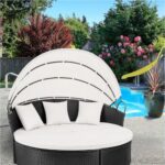 Outdoor Round Daybed Cushion Cover,Replacement Patio 66" Sun Bed 4 in 1 Rain-Proof Cover,Fade Resistant [Filling Foam and Pillow Not Included] (Ivory White) - Image 6