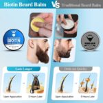 Biotin Beard Balm for Men & Conditioning Beard Wax - Made with Castor Oil Natural and Organic Ingredients - Hydrates & Thickens Facial Hair Growth- 2 Ounce Tin - Image 3
