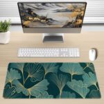 Desk Mat,Large Gaming Mouse Pad for Desk,Non-Slip Rubber Base Desktop Protector Mat,Gold Line Leaves Mouse Pad for Keyboard, Laptop & Computer, 31.5 x 11.8 Inch - Image 4