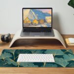Desk Mat,Large Gaming Mouse Pad for Desk,Non-Slip Rubber Base Desktop Protector Mat,Gold Line Leaves Mouse Pad for Keyboard, Laptop & Computer, 31.5 x 11.8 Inch - Image 8