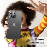 Kucheed Diamond Camera Lens Protector for iPhone 16 Pro/iPhone 16 Pro Max, Bling 9H Tempered Glass Camera Cover, Individual Automatic Alignment Metal Rings, Glitter Phone Lens Cover Film Stickers - Image 6