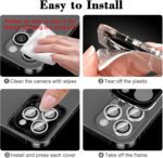 Kucheed Diamond Camera Lens Protector for iPhone 16 Pro/iPhone 16 Pro Max, Bling 9H Tempered Glass Camera Cover, Individual Automatic Alignment Metal Rings, Glitter Phone Lens Cover Film Stickers - Image 8