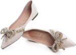 SAILING LU Bow-Knot Ballet Flats for Women Pointed Toe Crystals Wedding Shoes Comfort Light Weight Loafers - Image 4