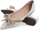 SAILING LU Bow-Knot Ballet Flats for Women Pointed Toe Crystals Wedding Shoes Comfort Light Weight Loafers - Image 5