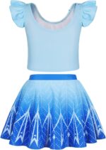WonderBabe Princess Swimsuits Girls Two Pieces Swimsuits Summer Rash Guard Swimwear Ruffles Sleeve Bathing Suit with Skirt - Image 3