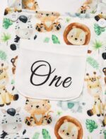 FYMNSI 1st Birthday Outfit for Baby Boy - Animal Theme Bubble Romper Bodysuit Toddler Birthday Party Backless Overalls Onesie - Image 6