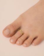 PAVOI 18K Gold Plated Adjustable Toe Rings for Women | Trendy Criss-Cross and Classic Band Toe Ring - Image 3