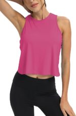 Mippo Workout Tops for Women Cropped Open Back Sleeveless Tank Tops Athletic Gym Yoga Shirts Loose Fit - Image 3