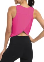 Mippo Workout Tops for Women Cropped Open Back Sleeveless Tank Tops Athletic Gym Yoga Shirts Loose Fit - Image 4