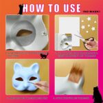 DIY Cat Mask Kit with Fur & Eye Mesh and Felt Sheet,DIY Cat Mask All-in-One to Paint, Blank White Mask for Cosplay Christmas - Image 4