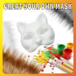 DIY Cat Mask Kit with Fur & Eye Mesh and Felt Sheet,DIY Cat Mask All-in-One to Paint, Blank White Mask for Cosplay Christmas - Image 5