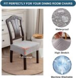 Waterproof Stretch Seat Covers,Dining Room Chair for 6 Set Removable Washable Chair Slipcover Protectors,Rear Covers,Light Grey - Image 4