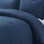 Chezmoi Collection Wilmer 3-Piece Waffle Weave Comforter Set - Soft and Cozy All Season Bedding Set, King, Navy - Image 6