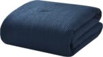 Chezmoi Collection Wilmer 3-Piece Waffle Weave Comforter Set - Soft and Cozy All Season Bedding Set, King, Navy - Image 7