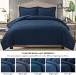 Chezmoi Collection Wilmer 3-Piece Waffle Weave Comforter Set - Soft and Cozy All Season Bedding Set, King, Navy - Image 8