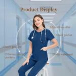 DEEYOTA Scrubs for Women Set,Womens Scrub Sets,Nurse Outfit，Medical Scrubs Top and Pants - Image 4