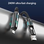 MFish 4-in-1 Universal USB Charging Cable with Carrying Case – 240W Max Fast Charger Cord, USB-A, Dual USB-C & Lighting, for iPhone 14/15/16/17 Series, iPad & MacBook and More(Black, 6.6Ft) - Image 6