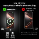 MFish 4-in-1 Universal USB Charging Cable with Carrying Case – 240W Max Fast Charger Cord, USB-A, Dual USB-C & Lighting, for iPhone 14/15/16/17 Series, iPad & MacBook and More(Black, 6.6Ft) - Image 8