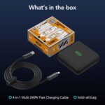 MFish 4-in-1 Universal USB Charging Cable with Carrying Case – 240W Max Fast Charger Cord, USB-A, Dual USB-C & Lighting, for iPhone 14/15/16/17 Series, iPad & MacBook and More(Black, 6.6Ft) - Image 10