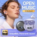 Clip-on Earbuds,Open Ear Earbuds Wireless Bluetooth 5.4, Lightweight Open Ear Headphones with C-Shaped Bridge,Slim Hook,60H Battery,Waterproof,for Glasses Wearers and Workouts (Black) - Image 8