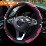 Car Steering Wheel Cover, 15 inch Carbon Fiber Microfiber PU Leather Elastic Steering Wheel Protector for Unisex, Anti-Slip Breathable Car Interior Accessories for Most Cars (Pink) - Image 5
