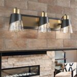 URSOLA Bathroom Vanity Light, 3 Lights Bathroom Light Fixtures, 19.7 inch Bathroom Light Fixtures Over Mirror Black and Gold, with Bevelled Edge and Clear Glass Shade Wall Lamp - Image 9