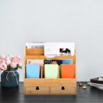 Youeon Bamboo Desk Mail Organizer with Drawers, Large Office Desk Organizer, Countertop Magazine File Holder, Desk Organizer and Sorter for File Letter Paper Office Supplies - Image 8