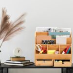 Youeon Bamboo Desk Mail Organizer with Drawers, Large Office Desk Organizer, Countertop Magazine File Holder, Desk Organizer and Sorter for File Letter Paper Office Supplies - Image 10