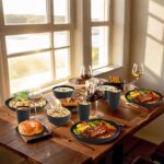 Homienly Wheat Straw Plates and Bowls Sets, Dishes Set for 8, Wheat Straw Dinnerware Set for Kitchen 32-Piece - Deep Plates Sets, Cereal Bowls with Drinking Cups, Microwave and Dishwasher Safe, Black - Image 9