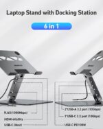 BENFEI Laptop Stand with USB C 6in1 Docking Station, HDMI 4K@60Hz,Gigabit Ethernet, 100W Power Delivery, 10Gbps 1*USB C 3.2 and 2*USB A 3.2 Compatible with MacBook Pro/Air, iPad Pro, XPS, Thinkpad - Image 3