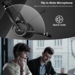 ANC & ENC Headset with Microphone for PC, Wireless Headset with Mic for Work(Flip-to-Mute & USB Dongle), Bluetooth 5.4 Noise Cancelling Headphones with Mic for Call Center/Home/Computer/Cell Phones - Image 6