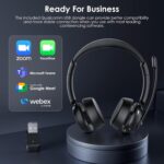 ANC & ENC Headset with Microphone for PC, Wireless Headset with Mic for Work(Flip-to-Mute & USB Dongle), Bluetooth 5.4 Noise Cancelling Headphones with Mic for Call Center/Home/Computer/Cell Phones - Image 7