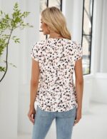 Blooming Jelly Women's Dressy Casual Tops Business Work Blouses White Button Down Shirts Cap Sleeve V Neck Tshirt - Image 6