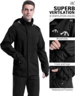 iCreek Rain Suit Waterproof Jacket with Pants 2 Pieces Breathable Lightweight Packable Raincoat with Hooded Rain Gear Unisex - Image 3