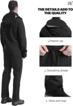 iCreek Rain Suit Waterproof Jacket with Pants 2 Pieces Breathable Lightweight Packable Raincoat with Hooded Rain Gear Unisex - Image 6