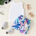 U·nikaka Infant Toddler Baby boy Clothes Summer Short Sleeve Vest Cotton Tops+Pants 2PCS Black Blue Camo White Red - Image 4