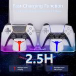 Hosanwell PS5 Wall Mount Kit with Charging Station, Compatible with PlayStation 5/Slim/Pro Disc & Digital Version, Dual Use Charging Station with Multi-Mode RGB Light, White - Image 3