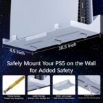 Hosanwell PS5 Wall Mount Kit with Charging Station, Compatible with PlayStation 5/Slim/Pro Disc & Digital Version, Dual Use Charging Station with Multi-Mode RGB Light, White - Image 7