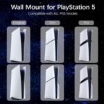 Hosanwell PS5 Wall Mount Kit with Charging Station, Compatible with PlayStation 5/Slim/Pro Disc & Digital Version, Dual Use Charging Station with Multi-Mode RGB Light, White - Image 8