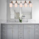 Brushed Nickel Bathroom Lighting Fixtures Over Mirror 5 Light Bathroom Vanity Light with Opal White Glass Shade, Modern Wall Sconces Lighting Vanity Fixtures for Bedroom Living Room - Image 4