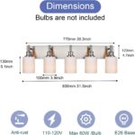 Brushed Nickel Bathroom Lighting Fixtures Over Mirror 5 Light Bathroom Vanity Light with Opal White Glass Shade, Modern Wall Sconces Lighting Vanity Fixtures for Bedroom Living Room - Image 6