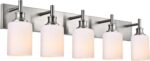 Brushed Nickel Bathroom Lighting Fixtures Over Mirror 5 Light Bathroom Vanity Light with Opal White Glass Shade, Modern Wall Sconces Lighting Vanity Fixtures for Bedroom Living Room - Image 10