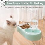 Hanging Dog Bowls, Cage Automatic Cat Food and Water Bowl Set with Water Dispenser and Stainless Steel Bowl, Detachable Gravity Pet Feeder and Waterer Set for Cats Dogs Puppy Rabbit (Blue) - Image 3