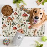 Red Mushroom Pet Feeding Mat,Fern Herb Berries Absorbent Quick-Dry Cat Dog Food and Water Bowl Mats,Non-Slip Rubber Backing Mat,Cat Dog Accessories Supplies 16"x24" - Image 8