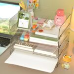 Gagee 4 Pack Paper Storage Organizer,Clear PET Letter Tray, A4 Size Stackable Document Organizer for Notes, Pens, File Paper, Desk, Office Organization and Storage - Image 5
