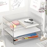 Gagee 4 Pack Paper Storage Organizer,Clear PET Letter Tray, A4 Size Stackable Document Organizer for Notes, Pens, File Paper, Desk, Office Organization and Storage - Image 7