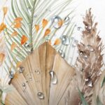JAWO Rustic Boho Leaves Shower Curtain, Watercolor Chic Tan Cream Pampas Grass Beige Botanical Flower Boho Farmhouse Floral Shower Curtain Set with Hooks 72X72inches - Image 6