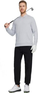 M MAELREG Mens Hoodies Pullover Performance Heather Kangaroo Pocket Thin Hooded Sweatshirt Athletic Golf Hoodies for Men - Image 5